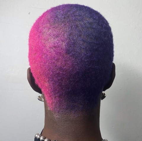Vivid pink and violet cropped color work
