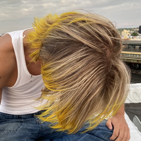 Dimensional blonde and yellow color work